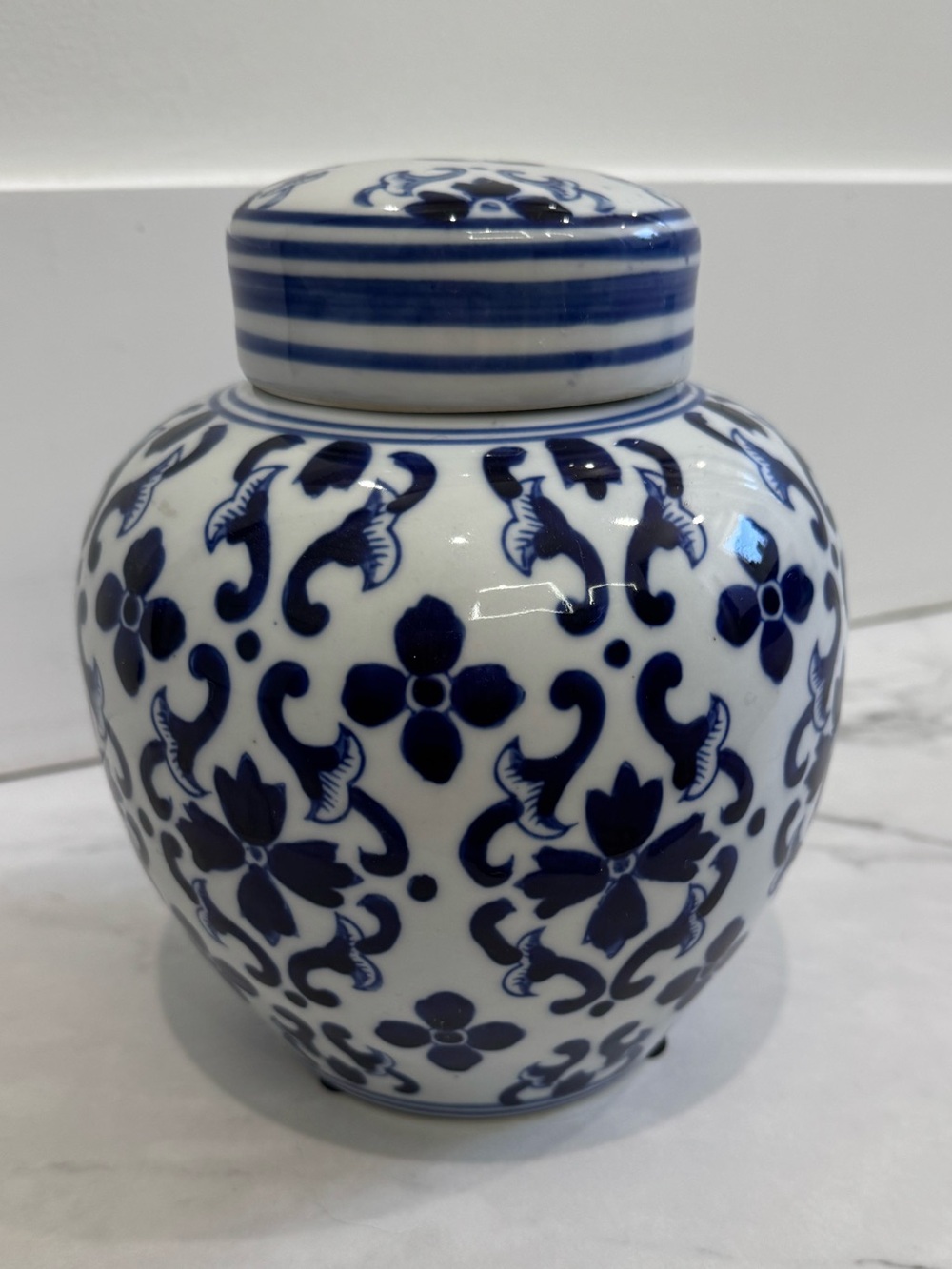 Blue and White Floral Ginger Jar